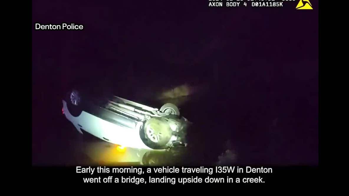 VIDEO: Denton police save driver from creek